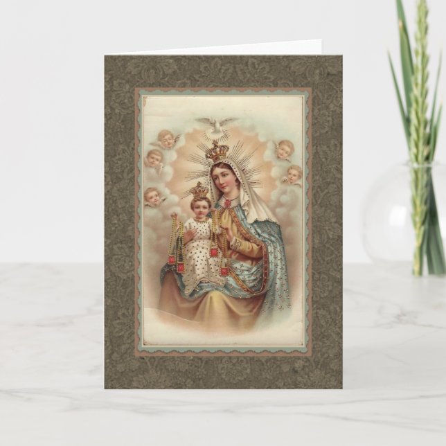 Unsere Lady of Mount Carmel Baby Jesus Scapular Ca Karte (Vorderseite)