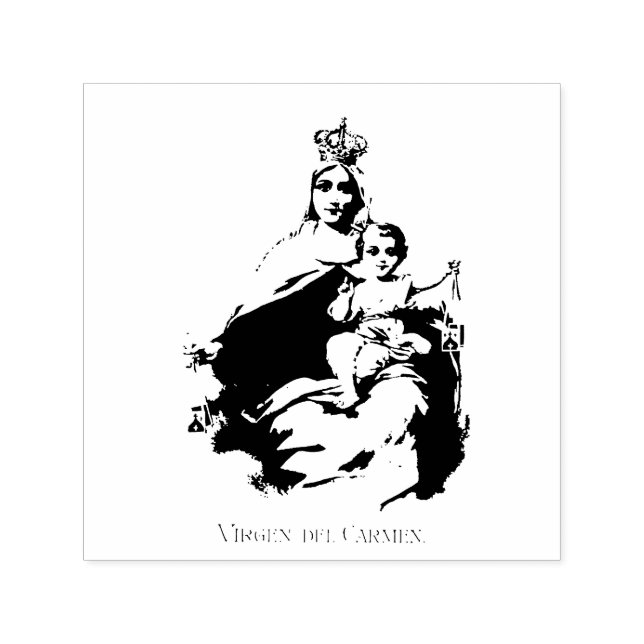 Unsere Lady of Mount Carmel Selbstfarbige Briefmar Permastempel (Design)