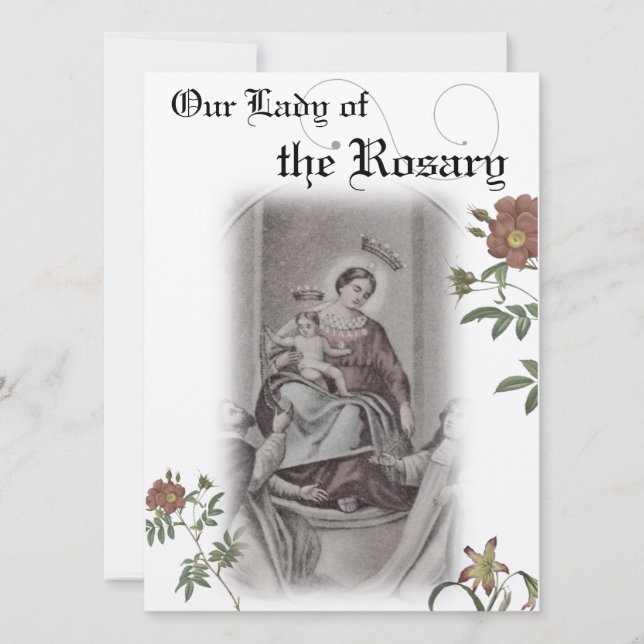 Unsere Lady of the Rosary Prayer Card Einladung (Vorderseite)