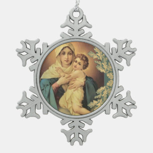 Unsere Lady Schoenstatt Baby Jesus Schneeflocken Zinn-Ornament