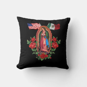 Unsere Lady Virgen De Guadalupe mexikanische Flagg Kissen