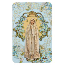 Unsere Lady von Fatima Blue Floral Religious Magnet