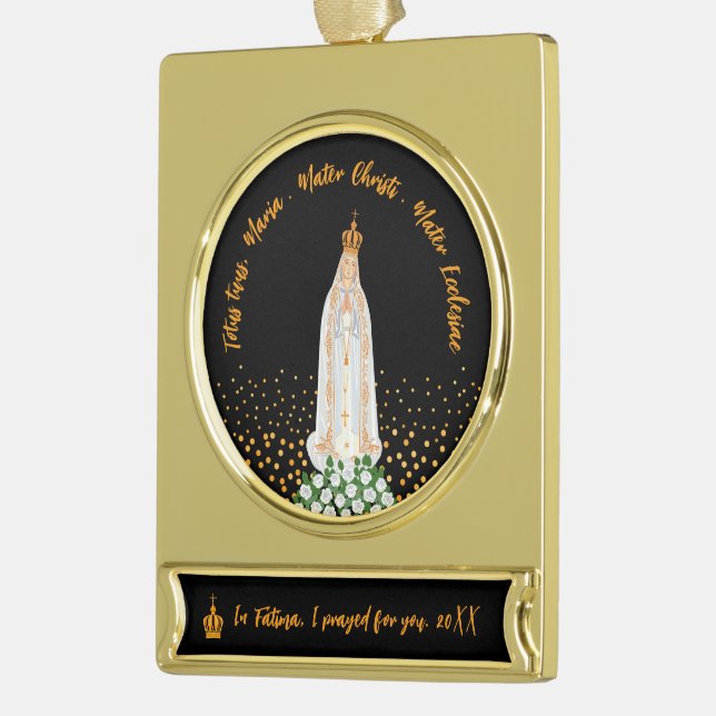 Unsere Lady von Fatima, die Kerzenschaft Banner-Ornament Gold (Links)