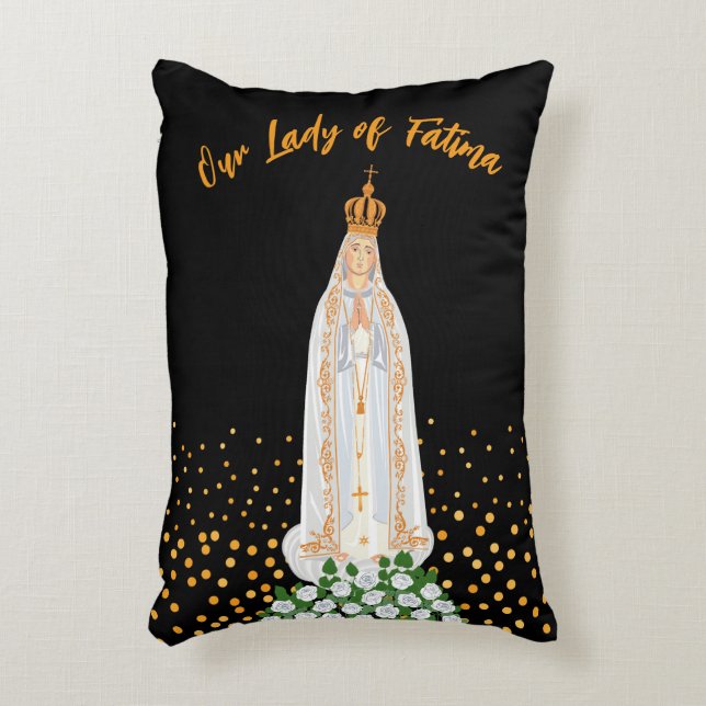 Unsere Lady von Fatima, die Kerzenschaft Dekokissen (Vorderseite(Vertikal))