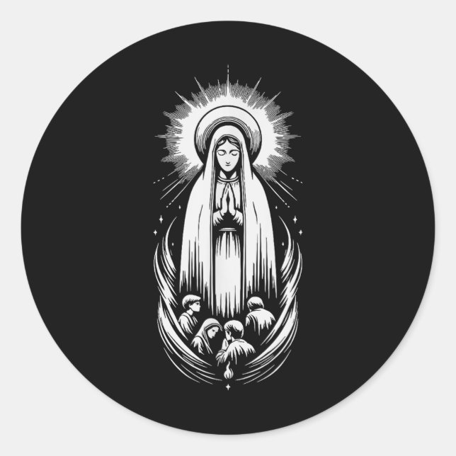 Unsere Lady von Fatima Saint Mary mächtige Symbol  Runder Aufkleber (Vorderseite)