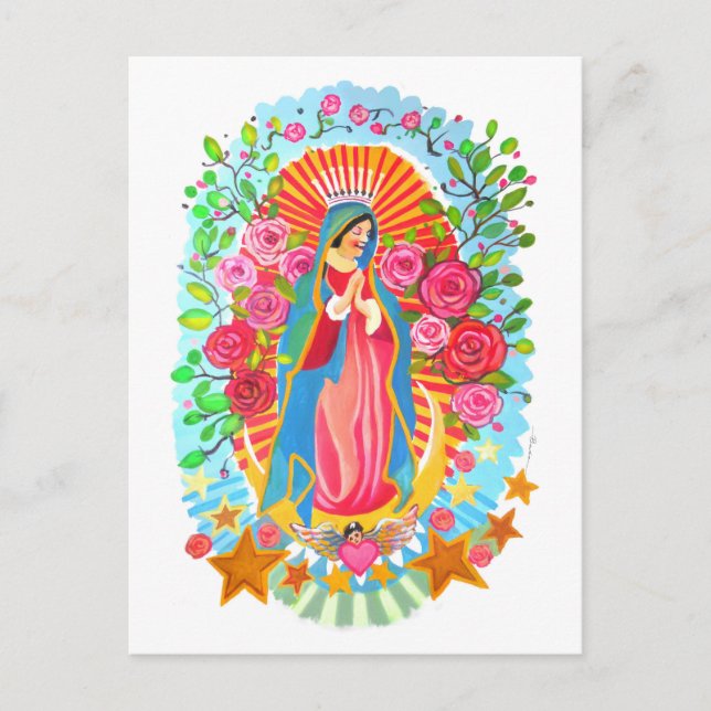 Unsere Lady von Guadalupe Einfache weiße Postkarte (Vorderseite)