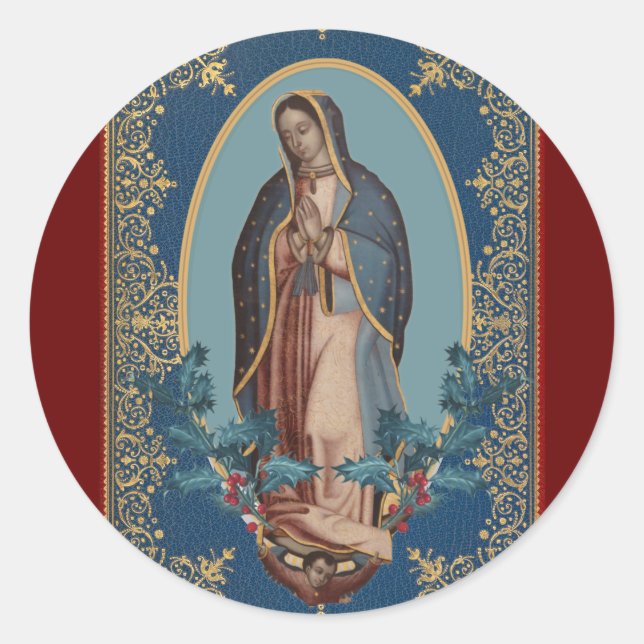 Unsere Lady von Guadalupe Jungfrau Mary Feliz Navi Runder Aufkleber (Vorderseite)