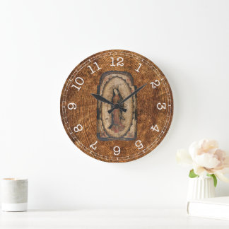 Unsere Lady von Guadalupe Jungfrau Mary Wood Look Große Wanduhr