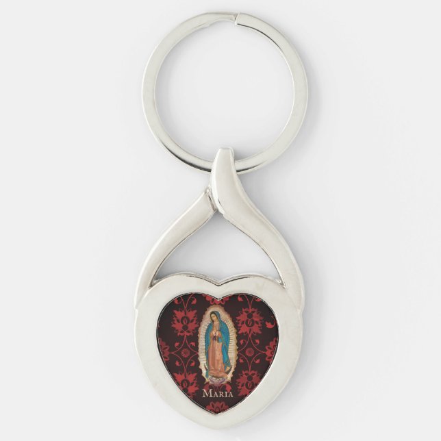 Unsere Lady von Guadalupe Mexiko katholisches Herz Schlüsselanhänger (Vorderseite)