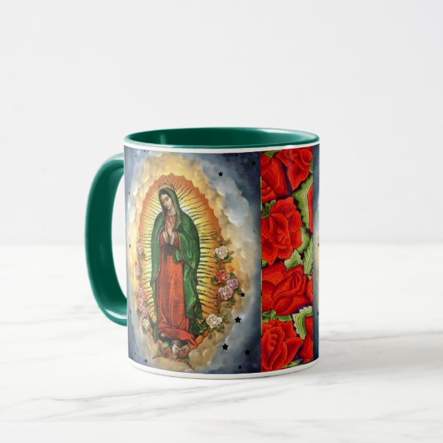 Unsere Lady von Guadalupe Rose geben Coffee Cup-Ta Tasse (Vorderseite Links)