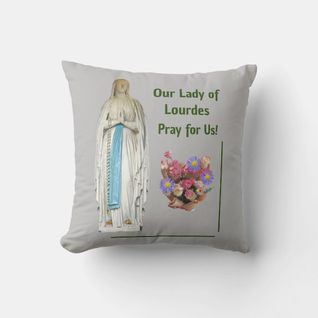 Unsere Lady von Lourdes Kissen (Vorderseite)