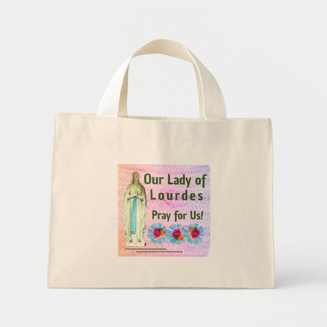 Unsere Lady von Lourdes Mini Stoffbeutel (Vorne)