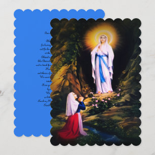 Unsere Lady von Lourdes mit dem Gebet Einladung