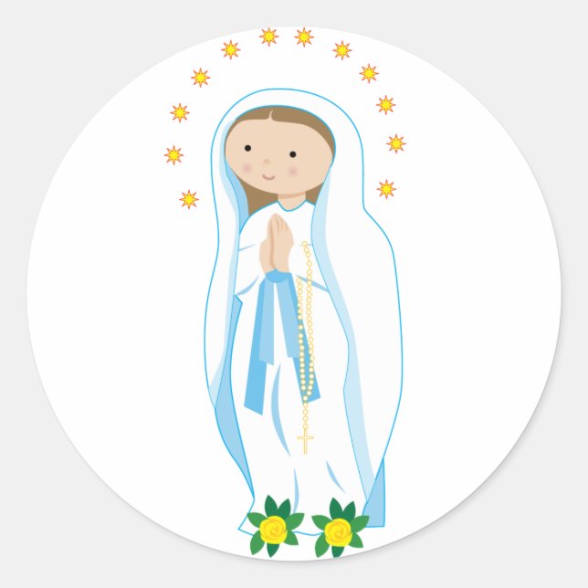Unsere Lady von Lourdes Runder Aufkleber (Vorderseite)