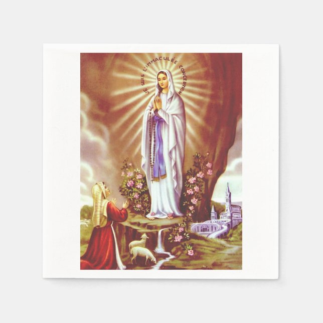 Unsere Lady von Lourdes Serviette (Vorderseite)