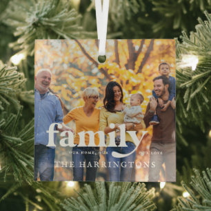 Unsere Liebe   Familienname Zitat & Foto-Geschenk Ornament Aus Glas