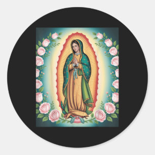 Unsere Liebe Frau De Guadalupe Sant Maria Rückseit Runder Aufkleber
