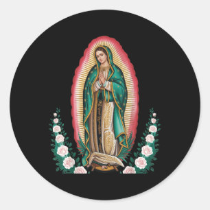 Unsere Liebe Frau De Guadalupe Sant Mary Rückseite Runder Aufkleber