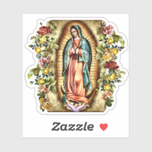 Unsere Liebe Frau von Guadalupe Rahmen aus Rosen V Aufkleber