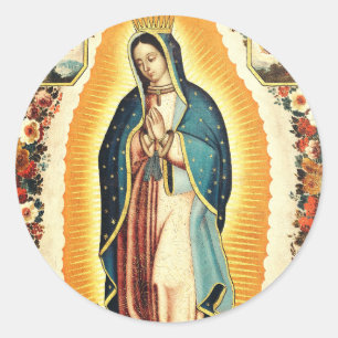 Unsere Liebe Frau von Guadalupe Strahlende Kunst Runder Aufkleber