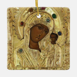 Unsere Liebe Frau von Kazan Theotokos und Christus Keramikornament