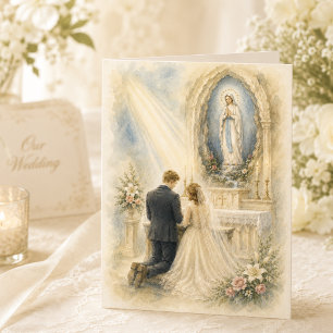 Unsere Liebe Frau von Lourdes katholische Hochzeit Dankeskarte