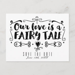 UNSERE LIEBE IST EIN MÄRCHEN Hochzeit Save the Dat Ankündigungspostkarte