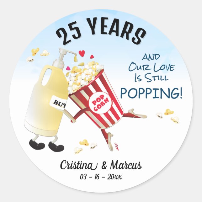 Unsere Liebe ist Poppin Popcorn Runder Aufkleber (Vorderseite)