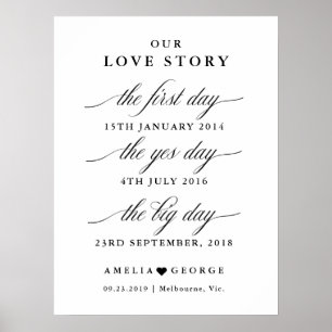 Unsere Liebe Story Black Hochzeitsdatum Zeichen Poster
