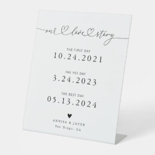 Unsere Liebe Story Hearts White Wedding Timeline Sockelschild