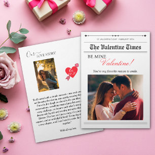 Unsere Liebesgeschichte Zeitung Cupid Post Rot Her Einladung