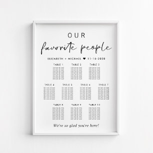 Unsere Lieblings-Leute 10 Tisch Hochzeitskarte Poster