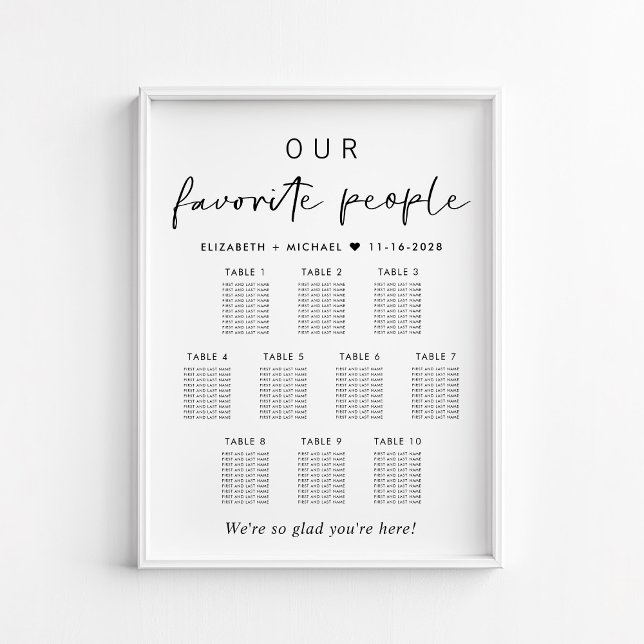 Unsere Lieblings-Leute 10 Tisch Hochzeitskarte Poster (Von Creator hochgeladen)