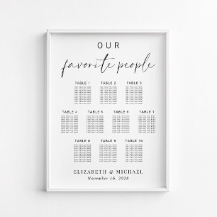 Unsere Lieblings-Leute 10 Tisch Hochzeitskarte Poster