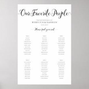 Unsere Lieblings-Leute Hochzeitskarte 6 Tische Poster