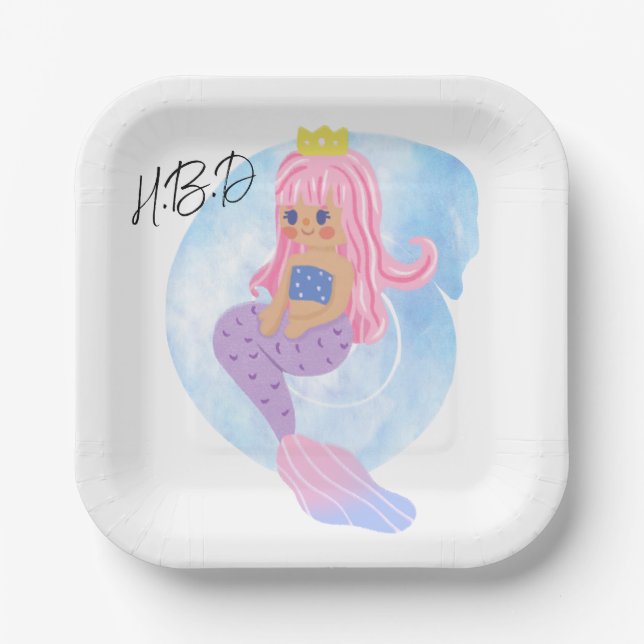 Unsere Mermaid Party Theme Collection ist perfekt  Pappteller (Vorderseite)