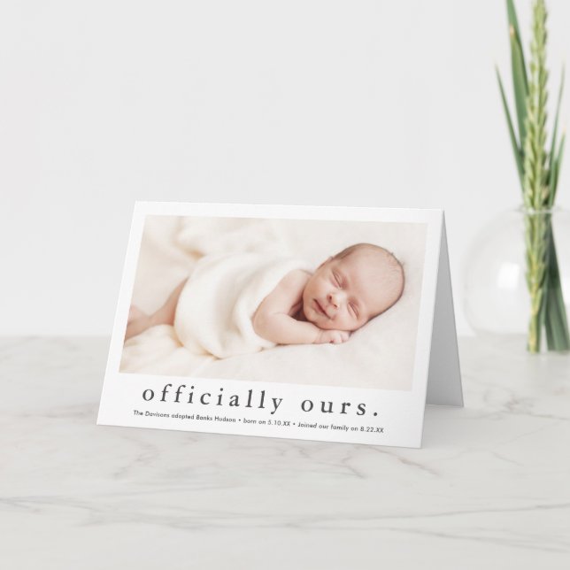 Unsere minimale Adoption des Fotos Ankündigung (Vorderseite)