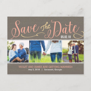 Unsere Momente Save the Date Postkarte - Peach