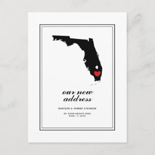 Unsere neue Adresse in FL   Mark Your City W/Heart Postkarte