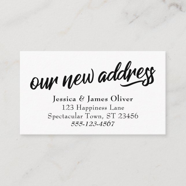 "Unsere neue Adresse" Minimale Typografie-Einsteck Begleitkarte (Vorderseite)