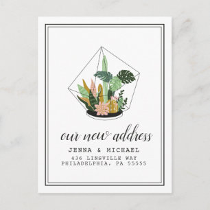 Unsere neue Adresse   Sukkuläres Terrarium Postkarte