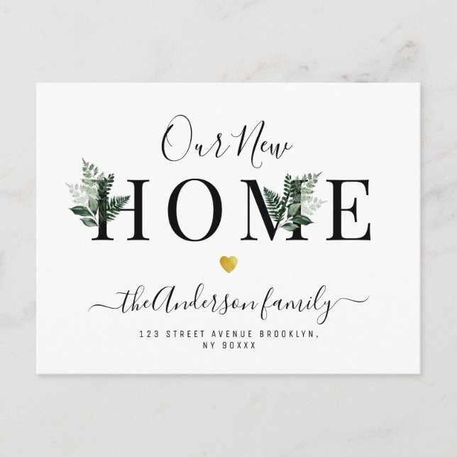 Unsere neue Zuhause Moving-Ankündigung Postkarte (Vorderseite)