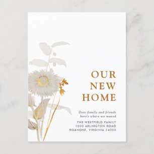 Unsere neue Zuhause Vintage Blume und Foliage Movi Ankündigungspostkarte