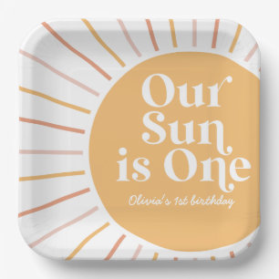 Unsere Sonne ist ein Boho-Sonnenuntergang Geburtst Pappteller