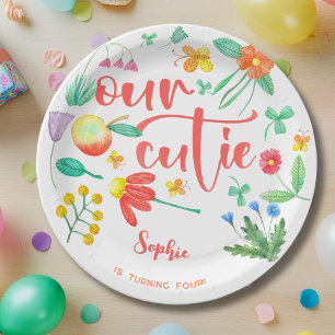 Unsere Süsse ist... floraler Kindergeburtstag. Pappteller