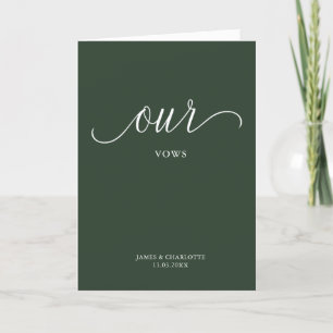 Unsere Vows Card Minimalistischen Skriptwald Grün Karte