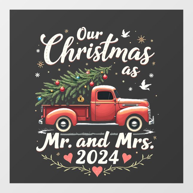 Unsere Weihnachten als Mr. und Mrs. 2024 Matching  Fensteraufkleber (Blatt)