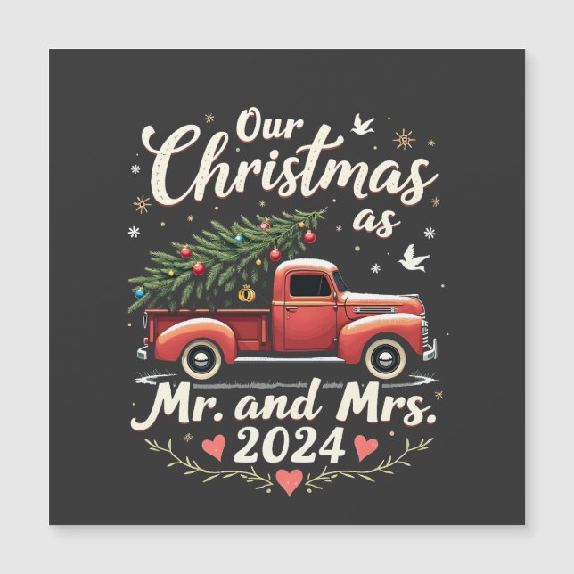 Unsere Weihnachten als Mr. und Mrs. 2024 Matching  Magnetkarte (Vorderseite)