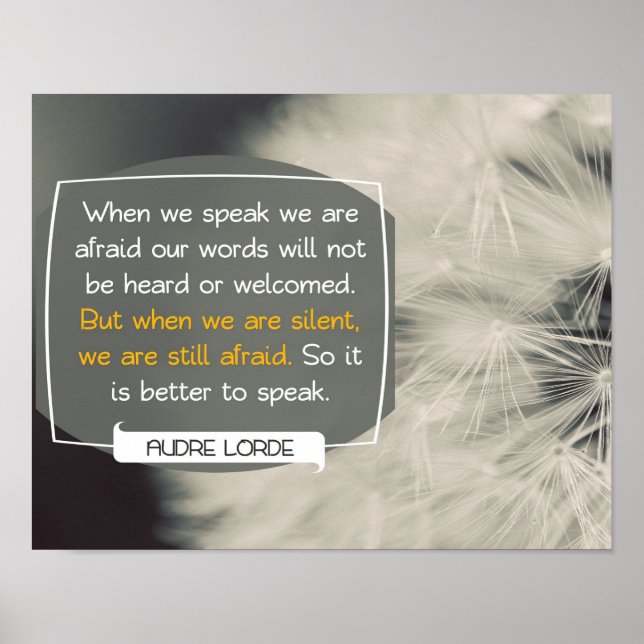 Unsere Worte von Audre Lorde Poster (Vorne)