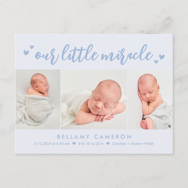 Unsere Wundermelodie Farbe Baby Geburtsankündigung Postkarte (Vorderseite)